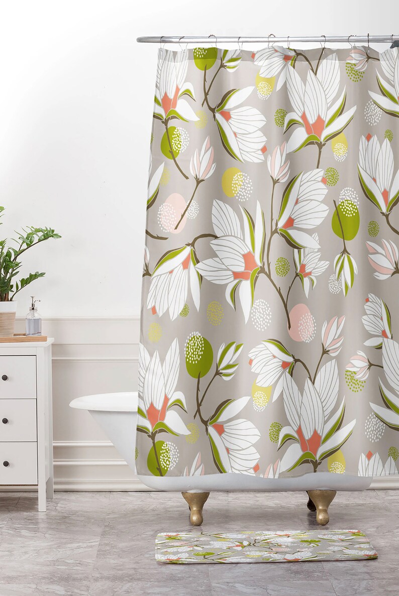 Shower Curtain Fabric Shower Curtain Floral Shower Curtain | Etsy