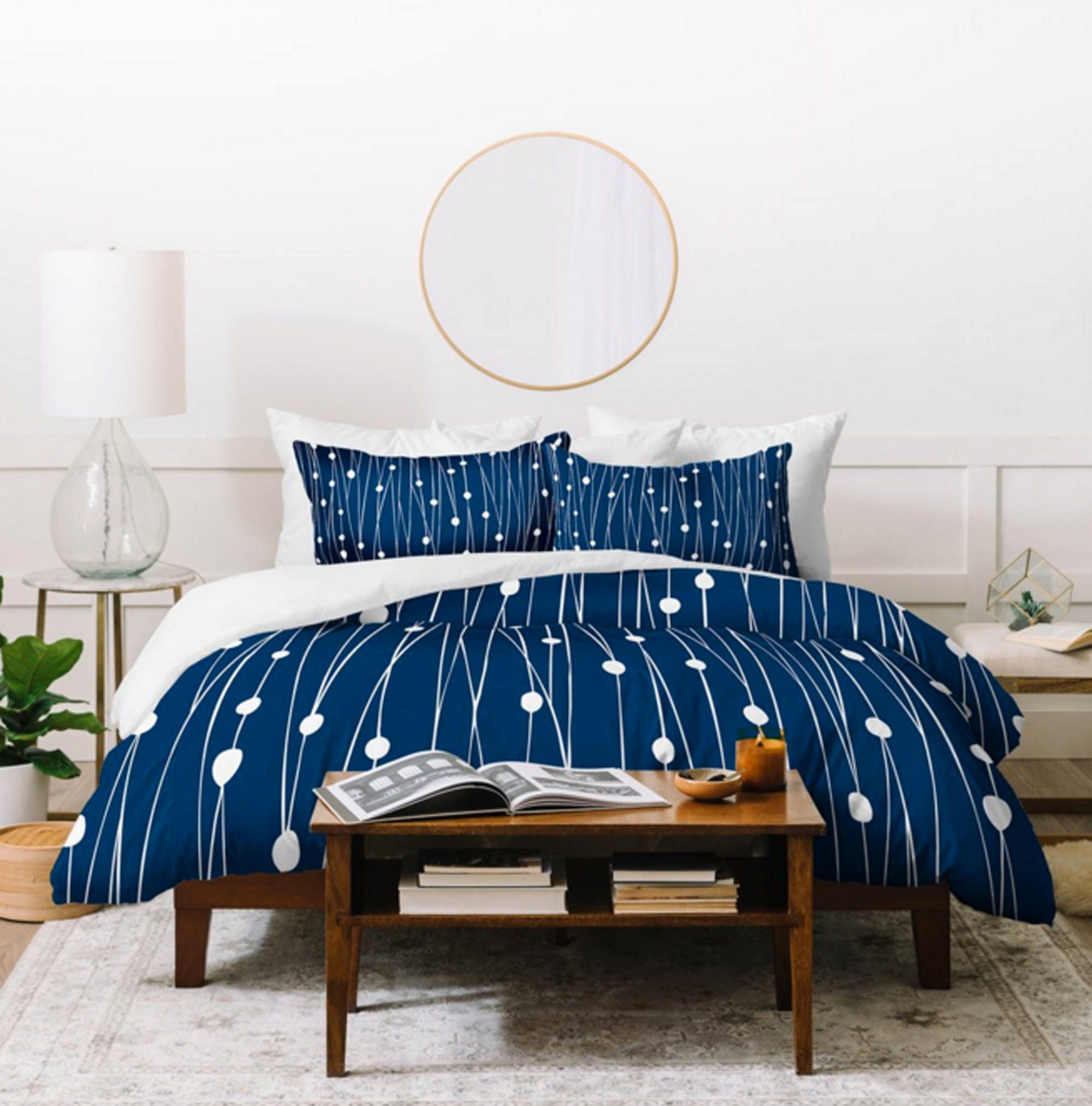 Navy Blue Geometric Duvet Cover // Twin Queen King Sizes // | Etsy