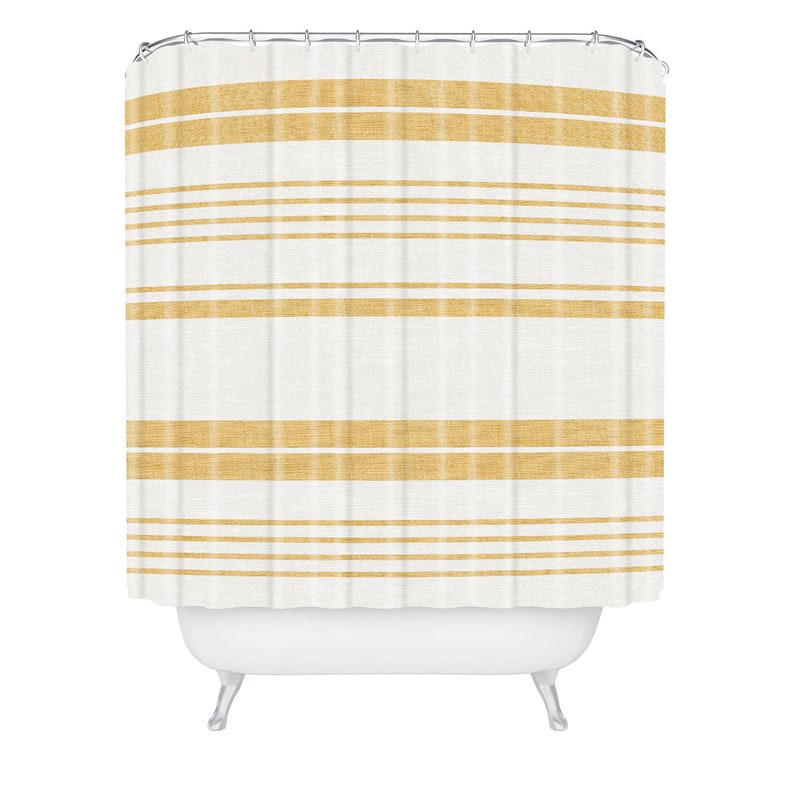Shower Curtain / Stripe Shower Curtain / Yellow Stripe - Etsy