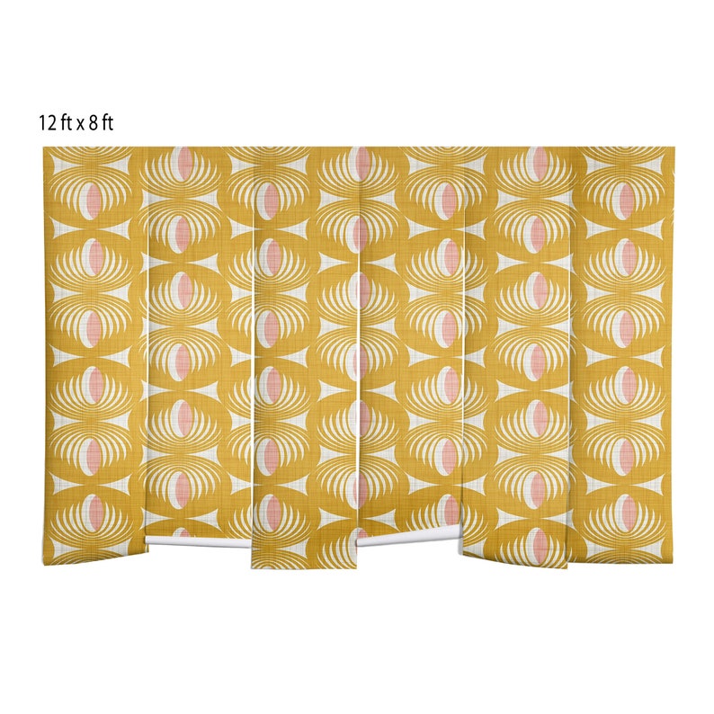 Geometric Removable Wallpaper Mural / Peel and Stick Wallpaper Mural / Removable Wallpaper / Retro Wallpaper / Wall Mural / Wallpaper Decor image 4