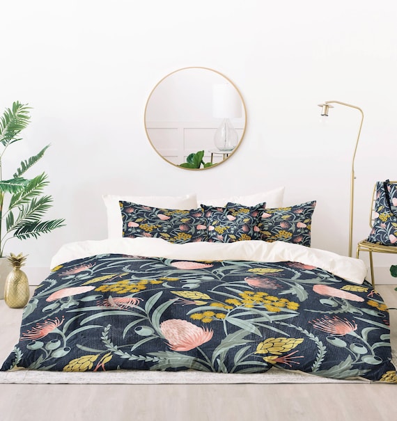 Botanical Floral Comforter: Lightweight Bedding, Twin/Queen/King Sizes, Cotton or Micorfiber