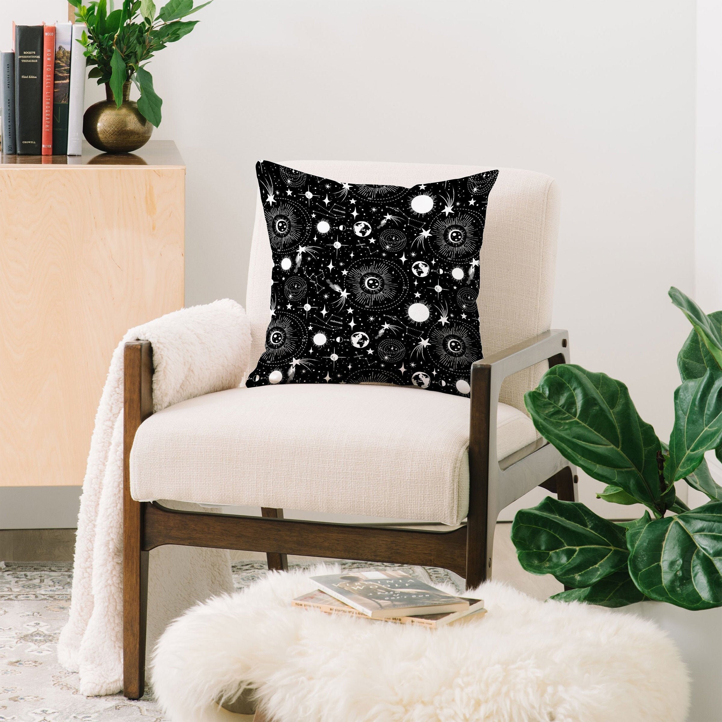 outer space throw pillow
