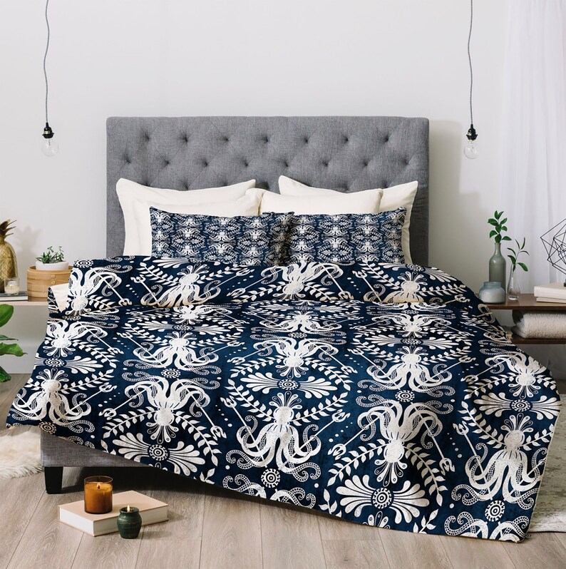 Nautical Duvet Cover / Navy Blue Duvet / Queen Duvet Cover / Etsy
