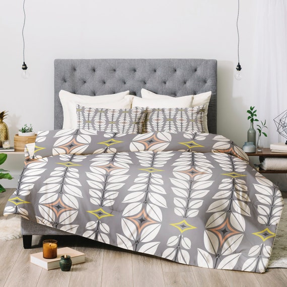 Grey Geometric Duvet Cover Bedroom Twin Queen King Etsy