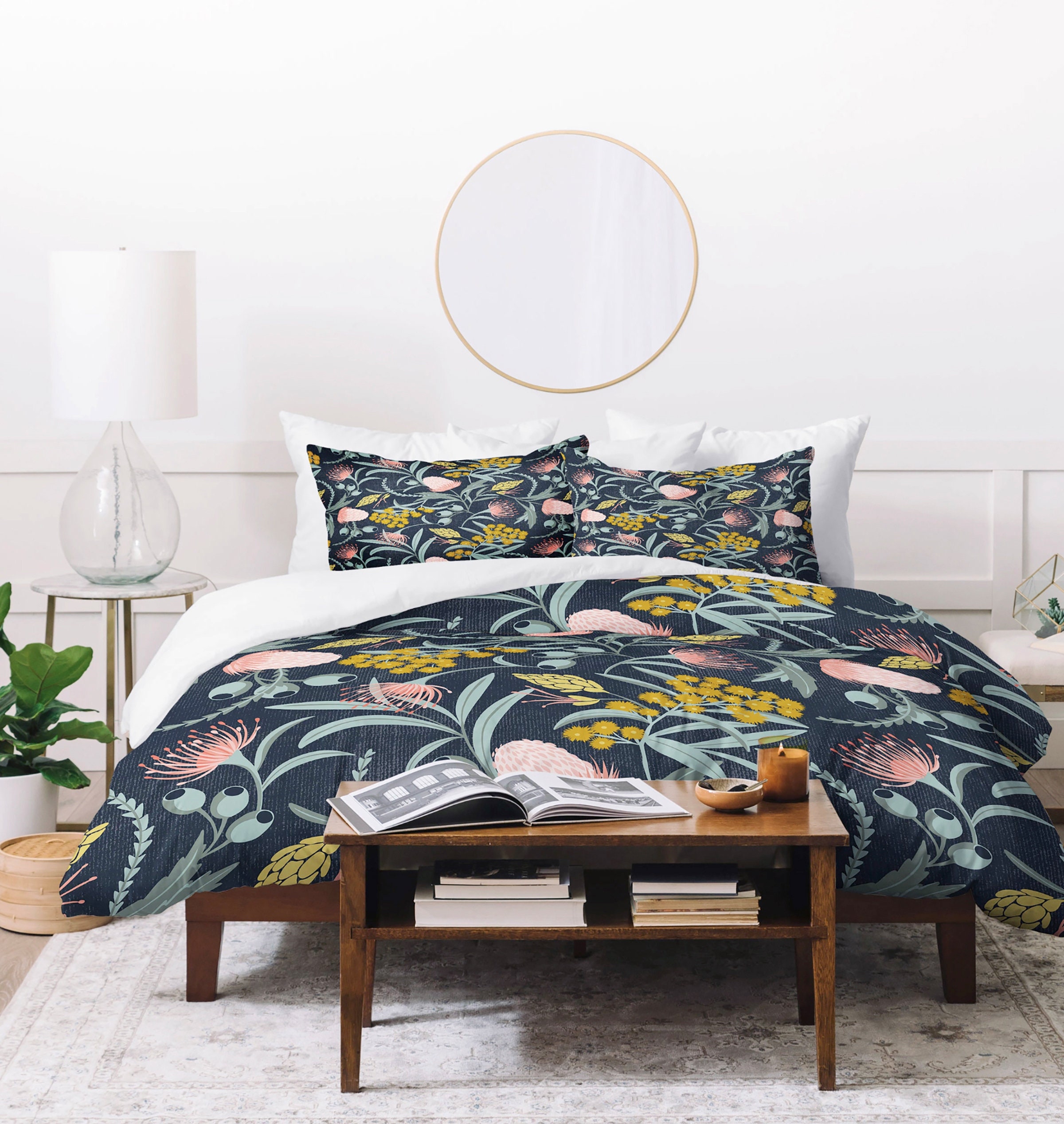 Leadtimes Duvet Cover Queen Floral Bedding Comforter Cover with 1 Boho Duvet Cover and 2 Pillowcases Queen, Style2 