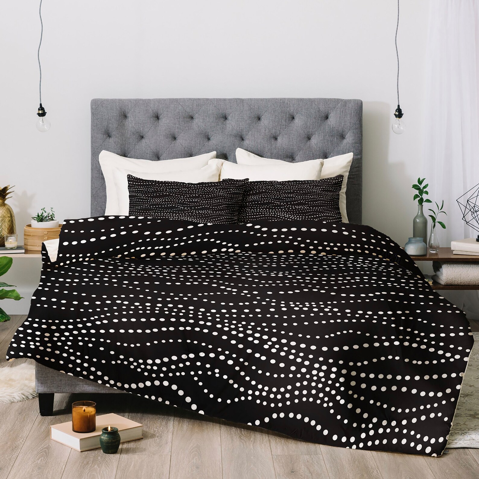 Black Duvet Cover / Polka Dot Duvet / Black & White Duvet / Etsy