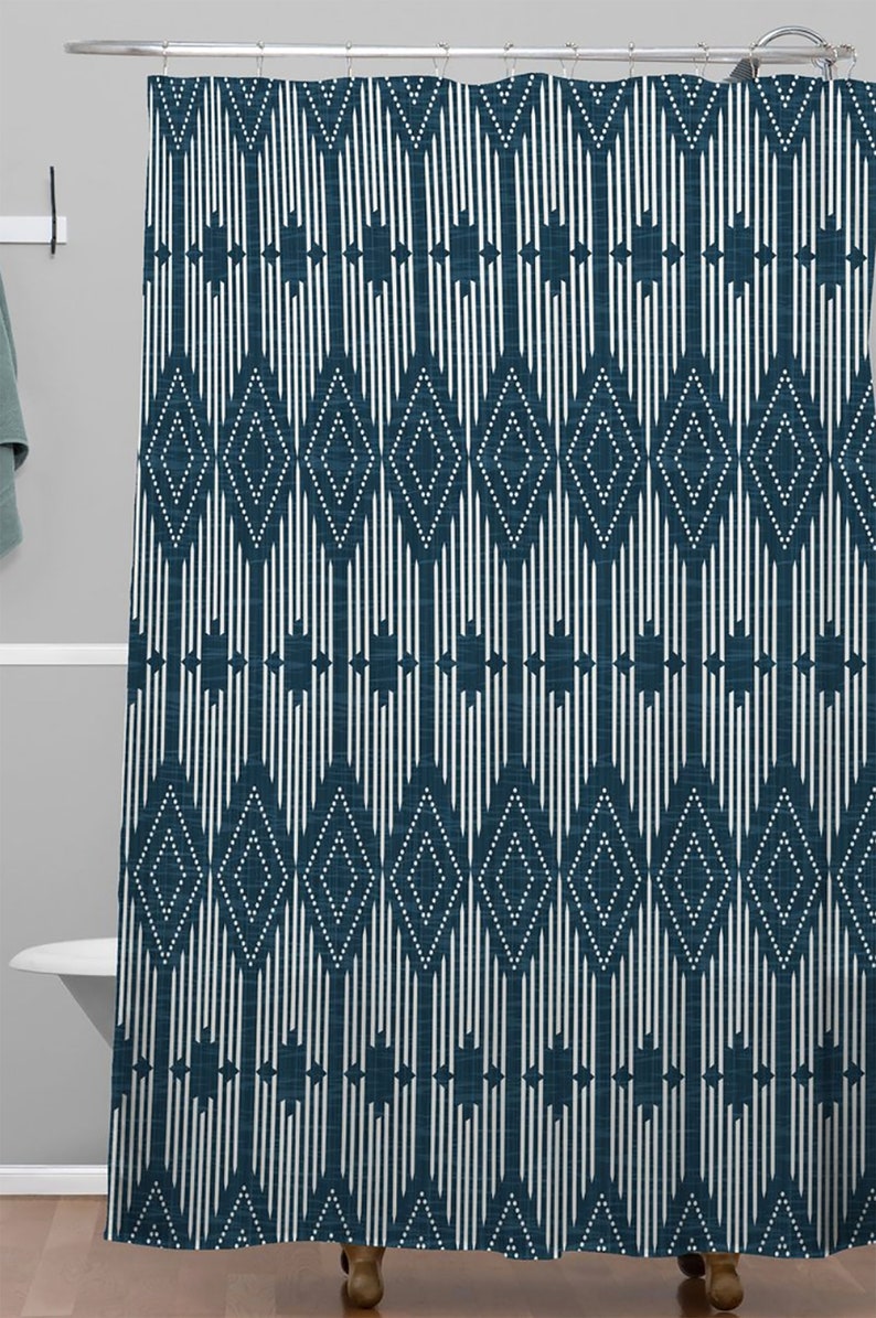 Navy Blue Shower Curtain // Bathroom Decor // Blue // Home - Etsy