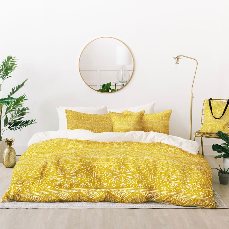 Boho Yellow Comforter / Lightweight Comforter / Queen Etsy