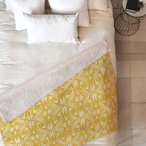 Boho Throw Blanket / Fleece Blanket / Couch Blanket / Cozy Blanket / Yellow Decor / Yellow Blanket / Fleece Throw / Housewarming Gift image 2