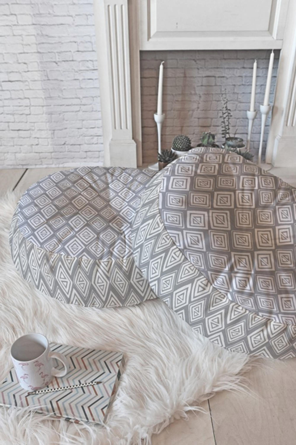Grey Floor Pillow Round And Square Sizes Modern Etsy