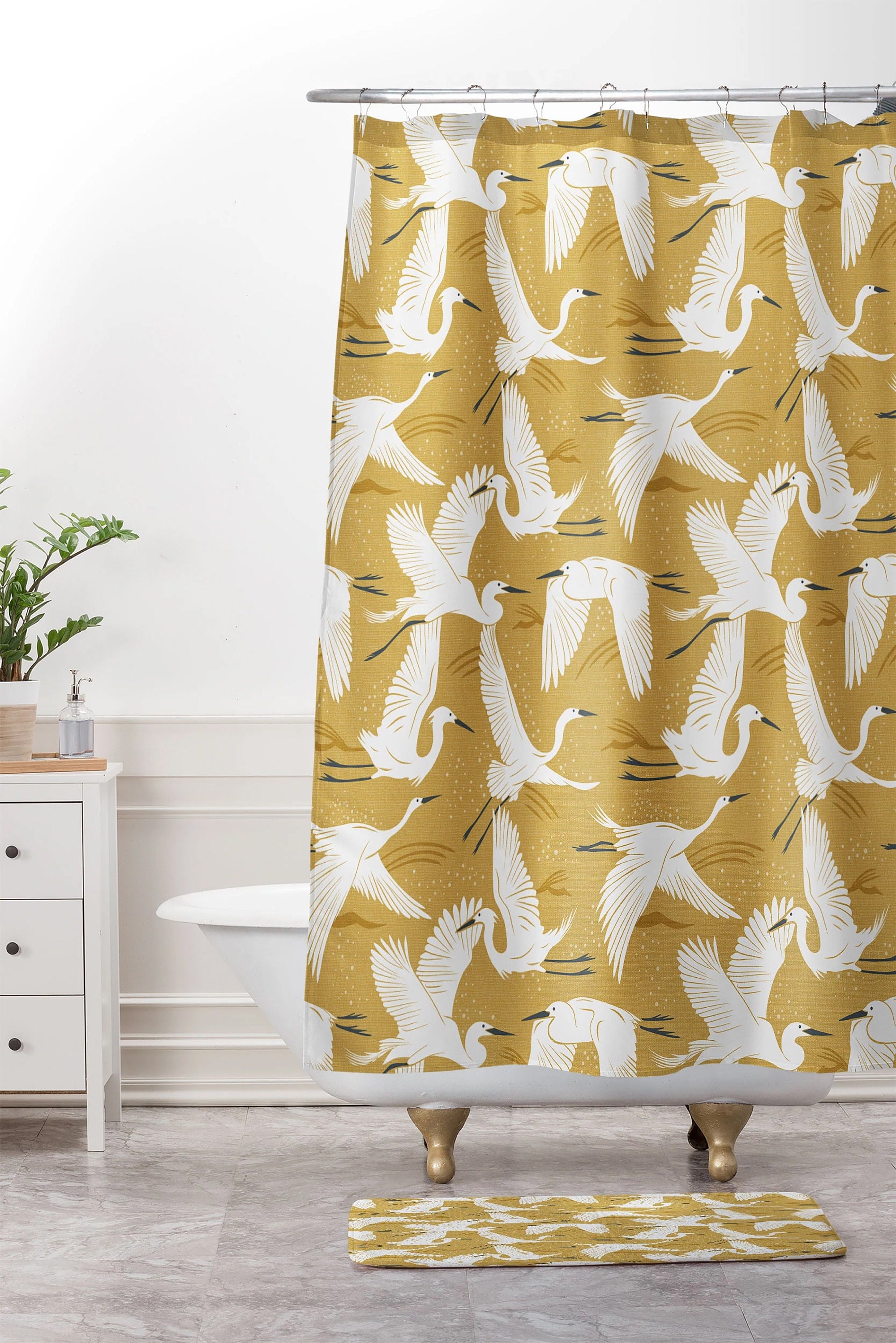 Bohemian Shower Curtain // Yellow Shower Curtain // Bath Curtain // Boho Style // Nature Inspired // Bird Shower Curtain // Bathroom Decor