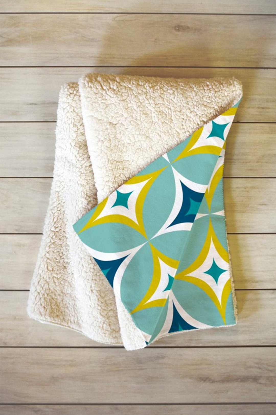 Fleece Throw Blanket / Mid Century Decor / Soft Throw Blanket / Retro