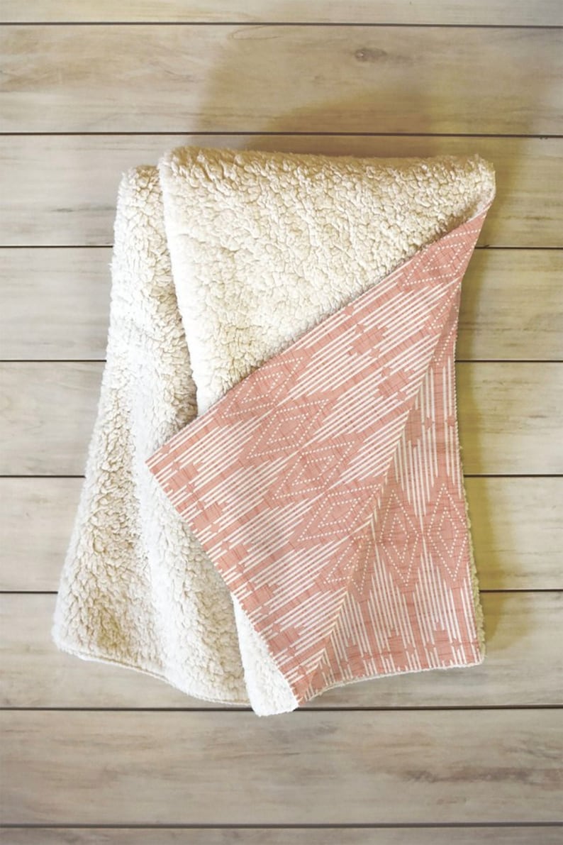 Blush Pink Throw Blanket / Sherpa Fleece Blanket / Winter Etsy