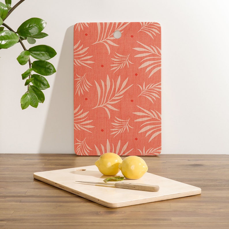 Tropical Cutting Board / Charcuterie Board / Wood Cutting Board / Tropical Decor / Mother's Day Gift / Hostess Gift / Cheese Board / Pink image 2