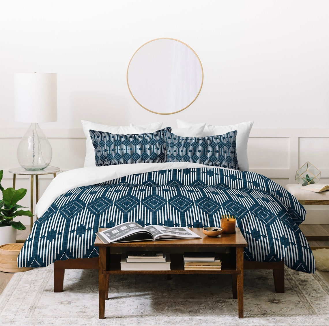 Duvet Cover / Blue Duvet / Geometric Duvet / Queen Duvet Cover Etsy