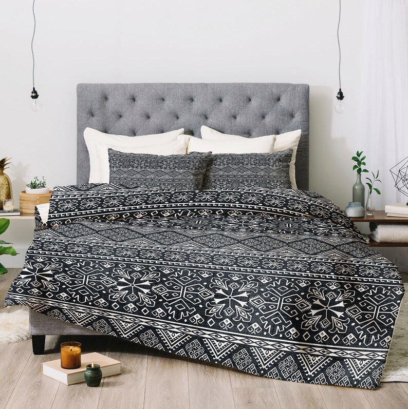 Bohemian Duvet Cover / Navy Blue Duvet / Queen Duvet Cover / Etsy