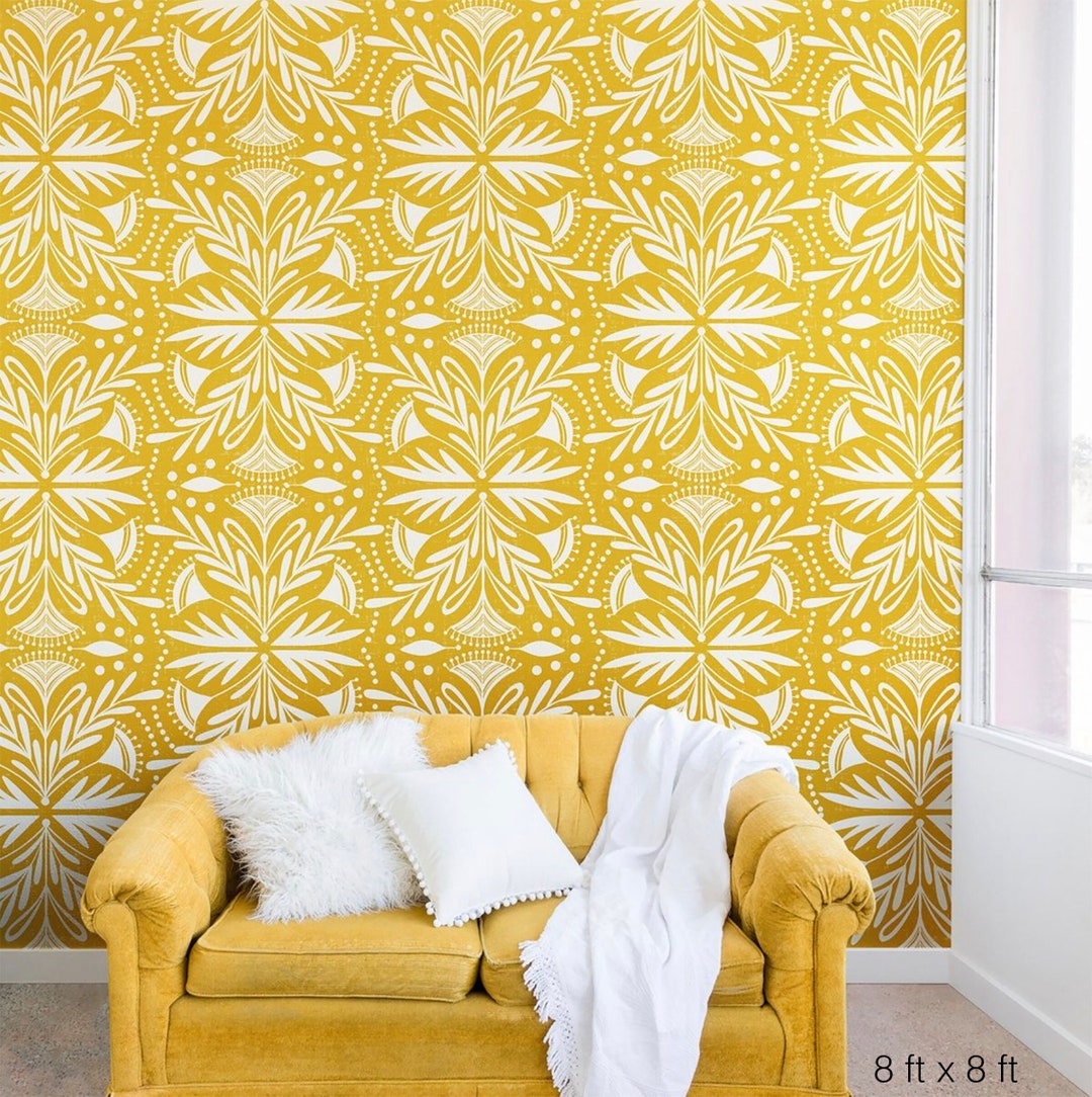 Wall Mural / Removable Wall Mural / Yellow Wall Mural Removable / Removable Wallpaper Mural