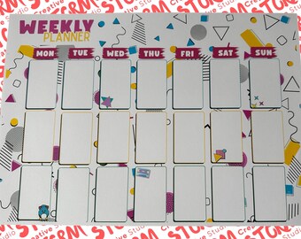 A4 Weekly Planner 90s themed - Desktop planner. 52 Page.