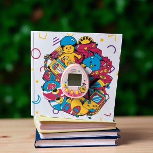 90s Themed Greetings Card. Tamagotchi. Virtual pet