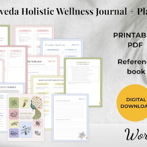 Ayurveda Holistic Wellness Journal| Dream Journal| ayurveda guide| ayurveda workbook| Ayurveda Daily Routine| Digital Guide