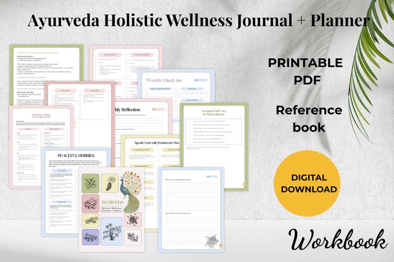 Printable Wellness Journal Selfcare Planner Morning Daily Affirmation Journale Wellness Planner Journal Ayurveda Template Personal journal image 2