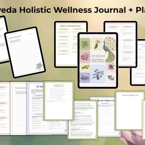 ayurveda| daily routine| ayurveda guide| holistic health| digital planner| ayurveda workbook| self care journal| digital journal| Holistic Wellness| Ayurvedic Journey| ayurveda printable| canva template