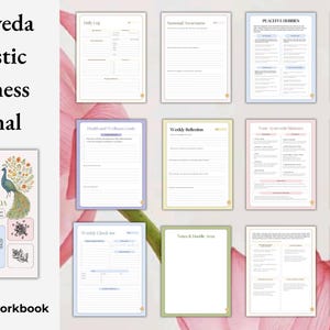 ayurveda| daily routine| ayurveda guide| holistic health| digital planner| ayurveda workbook| self care journal| digital journal| Holistic Wellness| Ayurvedic Journey| ayurveda printable| canva template