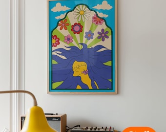 Ethereal Marge Art Print – Psychedelic Simpsons Poster, Retro 60s 70s