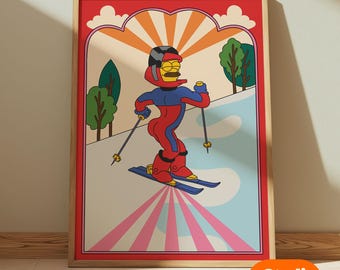Stupid Sexy Flanders Print - Retro Simpsons Ski Poster