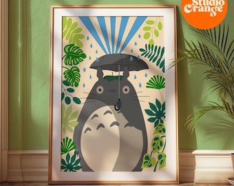 Psychedelic Totoro Print: Retro Studio Ghibli Wall Art