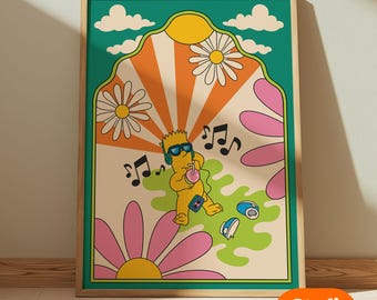 Trippy Bart Simpson Print - Psychedelic Retro Wall Decor