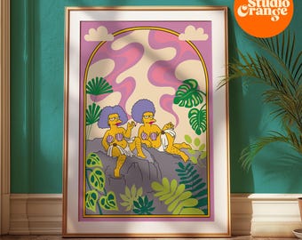 Patty and Selma Sirens Art Print – Retro Simpsons Wall Decor