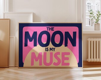 Moon Muse Art Print, Typographic Poster, Kitchen Hallway Decor
