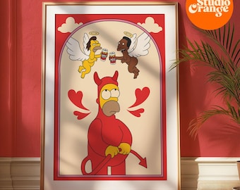 Devil Homer Simpsons Print – Retro Psychedelic Wall Art