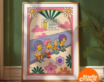 Bart on the Road Print – Retro Psychedelic Simpsons Poster