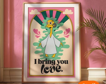 Mr Burns 'I Bring You Love' Print - Retro Simpsons Wall Art
