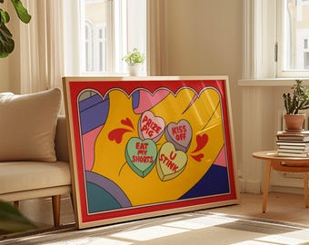 Bart Simpson Valentine’s Print – Sweet Hearts | Retro Romantic Simpsons Poster