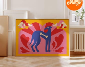 Retro Greyhound Art Print | Psychedelic Dog Lover Wall Decor