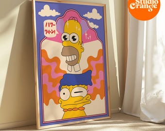 Mr Sparkle & Smeared Marge Art Print - Retro Simpsons Poster