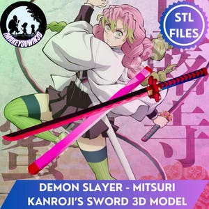 Demon Slayer - Modello 3D per cosplay della spada Nichirin di Mitsuri Kanroji (download digitale)