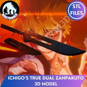 Bleach - Ichigo's True Dual Zanpakuto | Cosplay 3D Model(Digital Download)