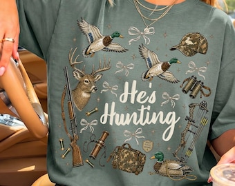 He's Hunting PNG, Duck Hunting PNG, Bow Png, Deer Hunting PNG, Hunting Season Design, Mallard Duck png, Camo Hunting Shirt, Hunter Dad