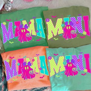 Neon Halloween Mama Mini Png, Halloween Neon Checkered Png, Spooky Mama Png, Spooky Season Png, Halloween Cute Neon Ghost, Digital Design