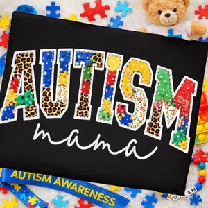 Patchwork Autism Mama PNG, Autism Mama Png, Leopard Png, Autism Awareness Png, Autism Checkered Mama Png, Autism Ribbon Png, Digital File