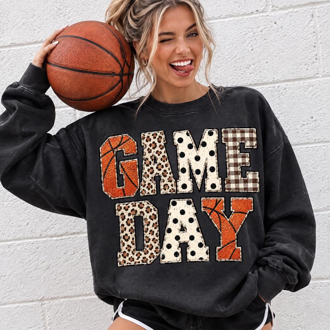 Preppy Game Day Basketball PNG, Polka Dot Leopard Varsity Design ...
