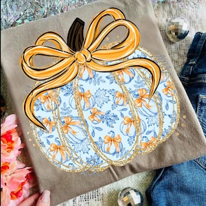 Coquette Pumpkin Grandmillennial PNG, Grandmillennial Coquette PNG, Fall PNG, Pumpkin Png, Fall Bow Png, Grand Png, Trendy Png, Preppy Png