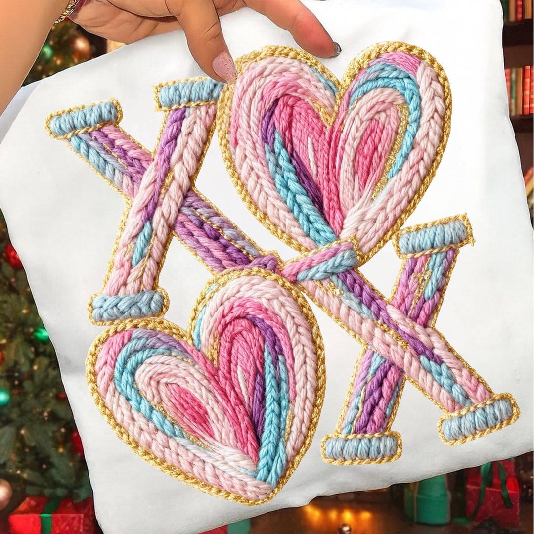 Latch Hook Yarn Crochet Valentines Day XOXO Heart Png, Colorful Heart ...