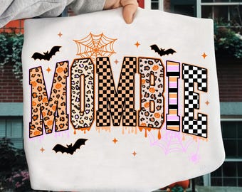 Funny Mombie Png, Halloween Mom Png, Halloween Mombie Leopard CheckeredDesign, Halloween Sublimation, Halloween Mama,Mombie Halloween Design