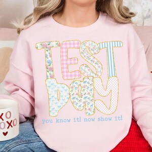 Preppy Test Day Floral Coquette Bow PNG, You Know It Now Show It PNG, Grandmillennial Glitter Png, Teacher Motivation Design, School Testing image 3