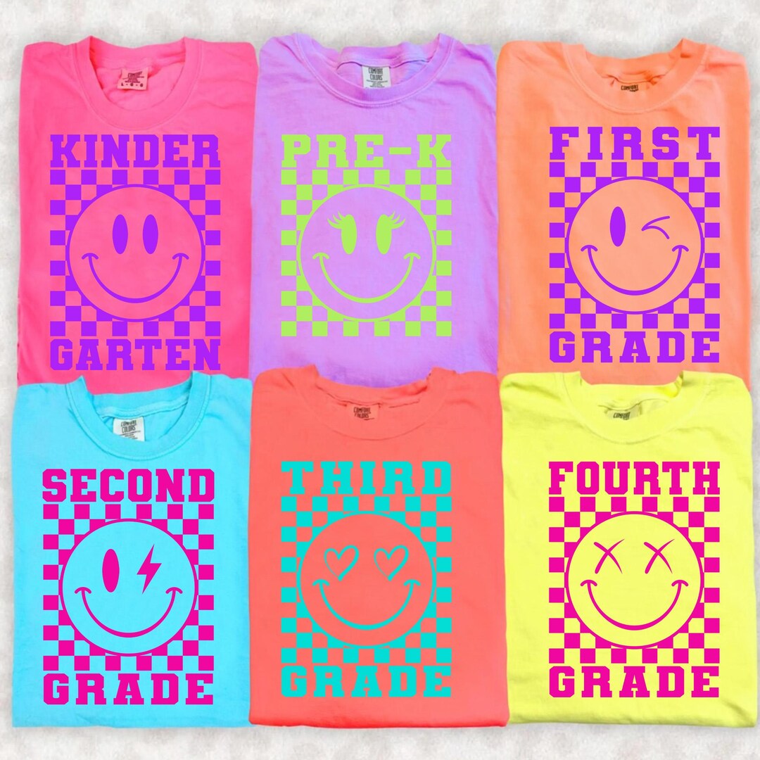 Back to School Smiley Face Checkered Bundle Png, First Day of School ...